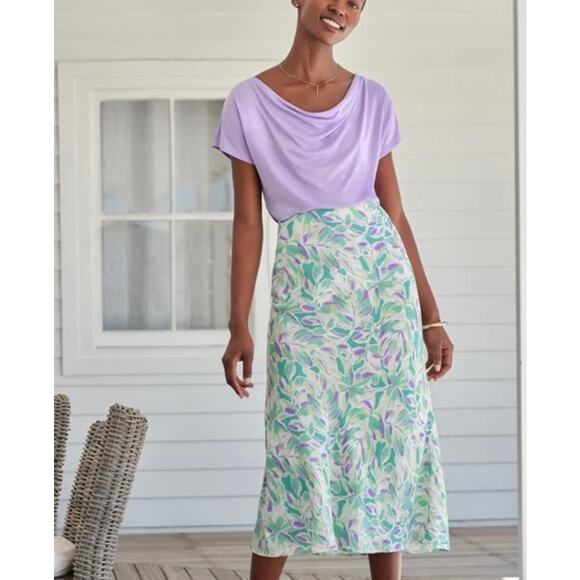 NWT Pure Collection Bias Midi Skirt Sz 14S Spring Modest Feminine Sustainable - Picture 1 of 9